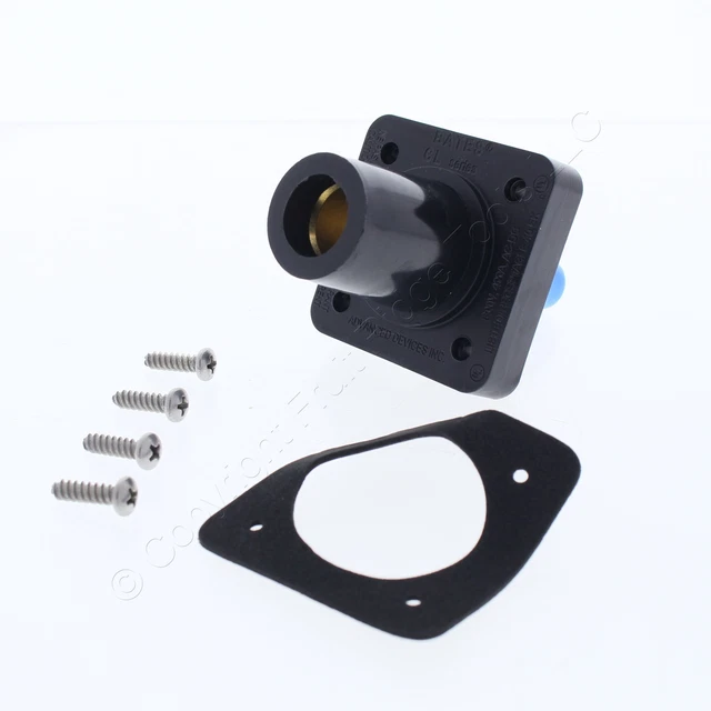 P&S Black 16 Series Thread Cam Plug Female Panel Mount 3R-4 400A 600VAC PS40FRSB
