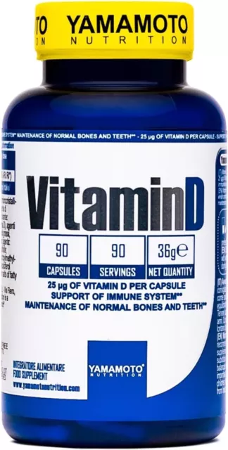 YAMAMOTO Nutrition, Vitamin D 90 Capsule, Integratore Alimentare con Vitamina D,