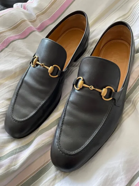 Mens GUCCI Jordaan 2022 Loafers, Black Leather Size 9 (UK trainer size 8.5)