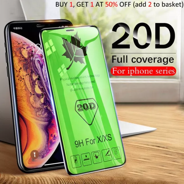 Screen Protector iPhone X,XS,XR,11 Pro MAX 20D Curved FULL COVER TEMPERED GLASS