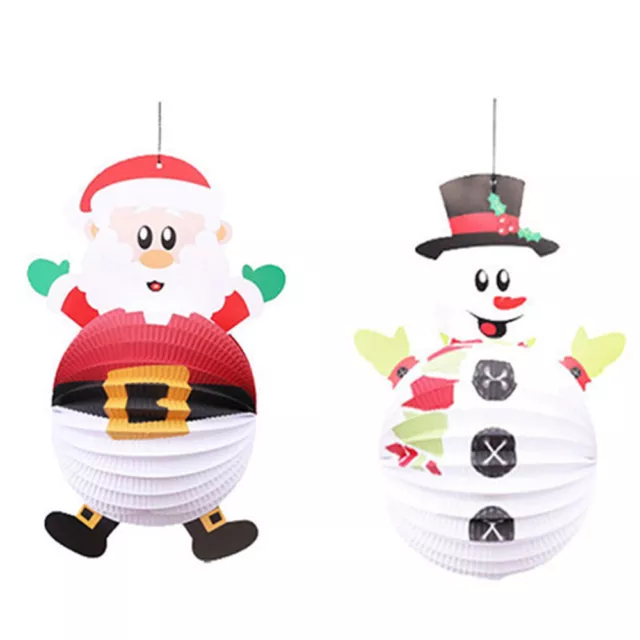 2 Pcs Christmas Lantern Elder Santa Paper Latterns Holiday Hanging Decor