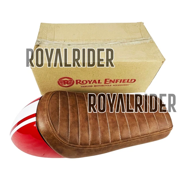 Int 650 Rider ROYAL ENFIELD - LEATHER SINGLE RIDER SEAT BROWN & RED COWL