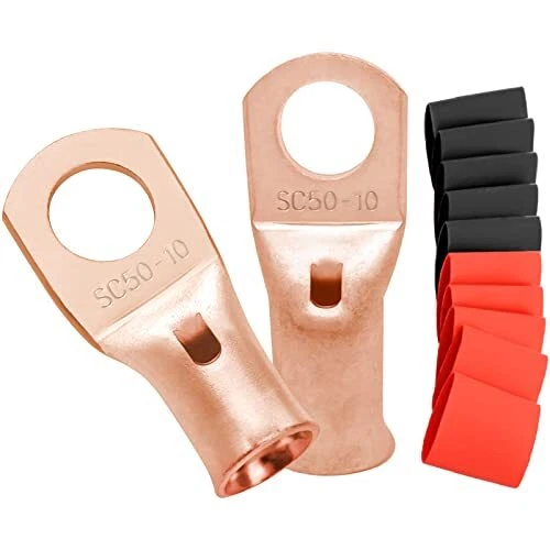 Bare Copper 1/0 AWG-3/8”Ring Terminals 10pcs SC50-10 Cable Lug Wire ...