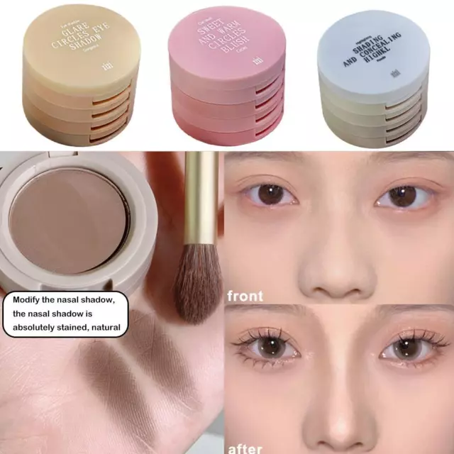 3IN1 Highlighter Powder Palette Matte Blush Eyeshadow Makeup Tray Palette V4R7