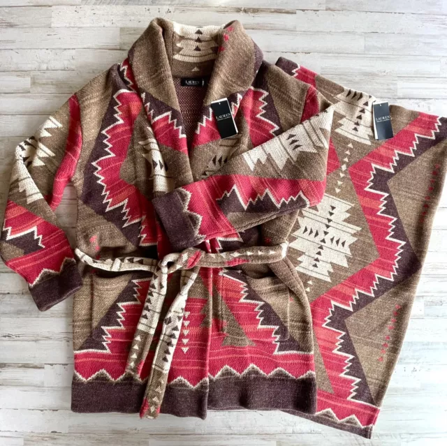 RALPH LAUREN SOUTHWESTERN Aztec Knit Blanket Cardigan & Skirt Western ...