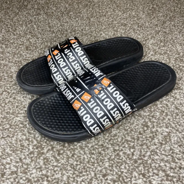 Nike JDI Benassi Print Slider Sandals Black 631261-016 Just Do It Mens 10