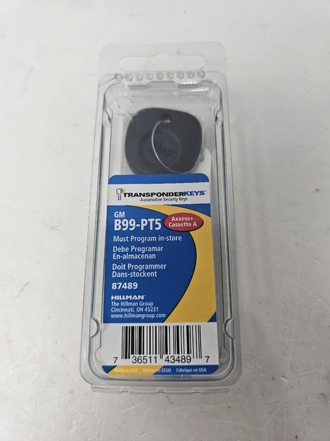 Hillman GM Ignition Transponder Key Blank UNCUT UNPROGRAMMED B99-PT5 87488 NEW