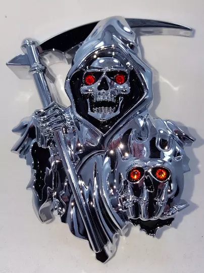 3D Chrome ABS Car Truck Grim Reaper Peel & Stick Decal Emblem Sticker USA Seller
