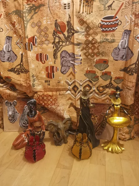 afrika deko set figuren dekofigur + Überwurf + Bilder 2