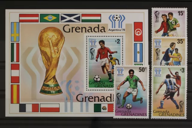 Grenada-Grenadine, n. Michel 305-308 + blocco 38, calcio, nuovo di zecca - 631583