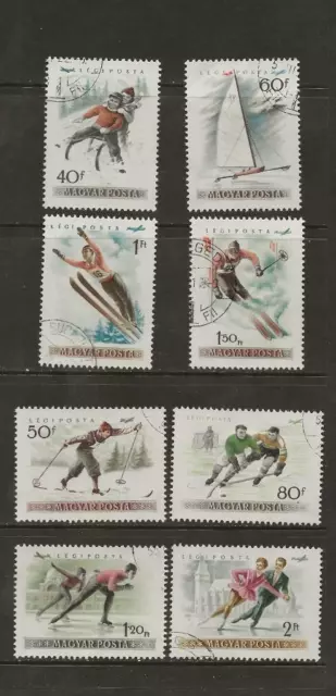 Hungary - 1955 Used Winter Sports Airmail Set - Scott C158-C165 - G289