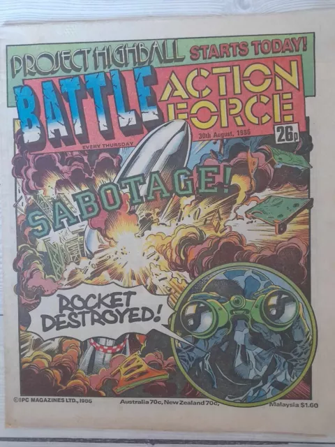 BATTLE ACTION FORCE Comic 30 August 1986 - CHARLEY'S WAR etc. FREE P+P