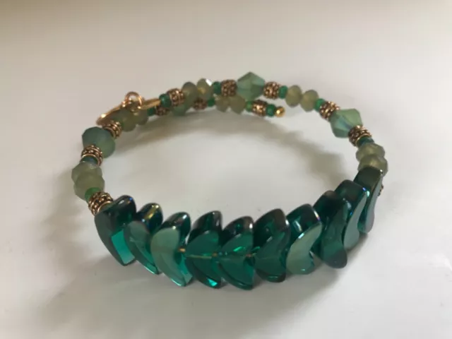 Alex & Ani Jungle Green Diety MERMAID TAIL Wrap Bracelet Gold Bangle