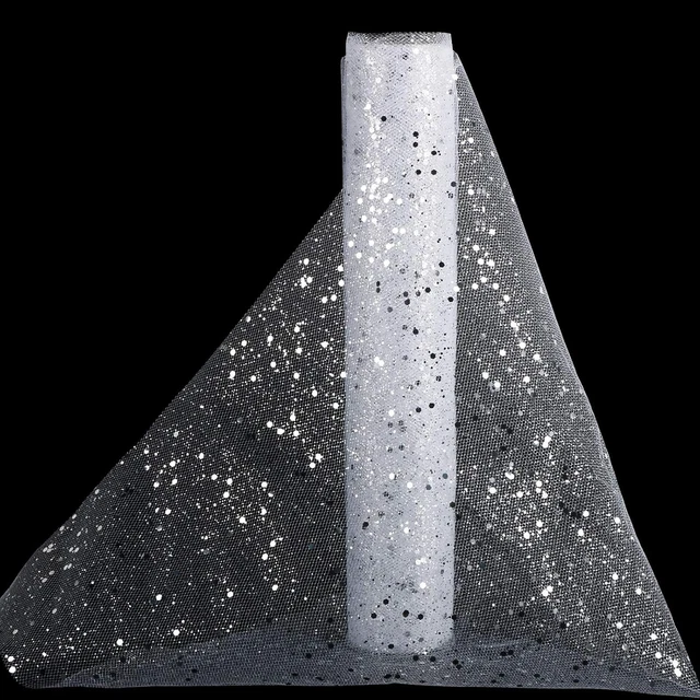 Rotolo Tulle Glitterato Oro 30cm X 10m - Nastro Per Decorazioni, Bouquet, Matrimoni, Fai Da Te, Con Paillettes - Foto 10