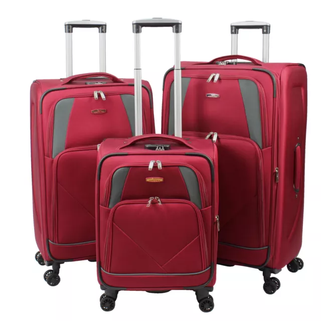 4 wheel Spinner Soft Shell Suitcase Luggage Set Carry On  Cabin Travel bag RT905