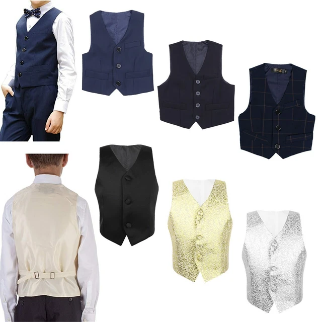 Kids Boys Gentleman Party Wedding Formal Suit Vest Waistcoat Tuxedo Clothes