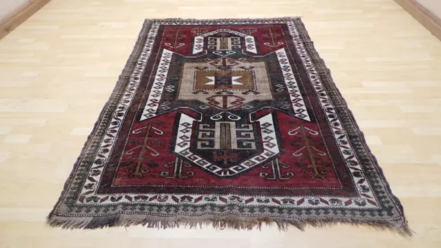 lARGE AFGHAN CARPET RUG HAND MADE Oriental Wool Vintage 6FT 10" X 4FT 9"
