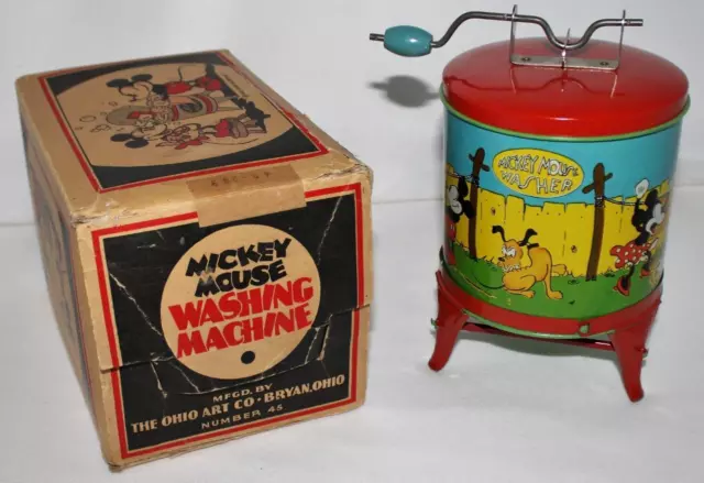 Rare Near Mint: Disney 1934 Mickey Mouse "Ohio Art" Washing Machine Set+Orig.box