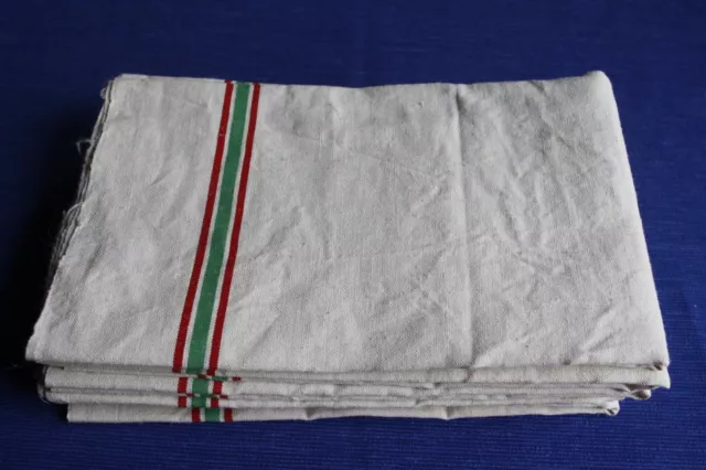 Lot De 6 Torchons Anciens à Liteaux - Vert, Jaune, Rouge - État Neuf