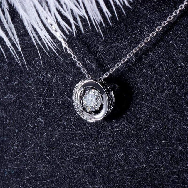 1Ct Round Cut Diamond Lab-Created Dancing Pendant 14K White Gold Finish 18"Chain