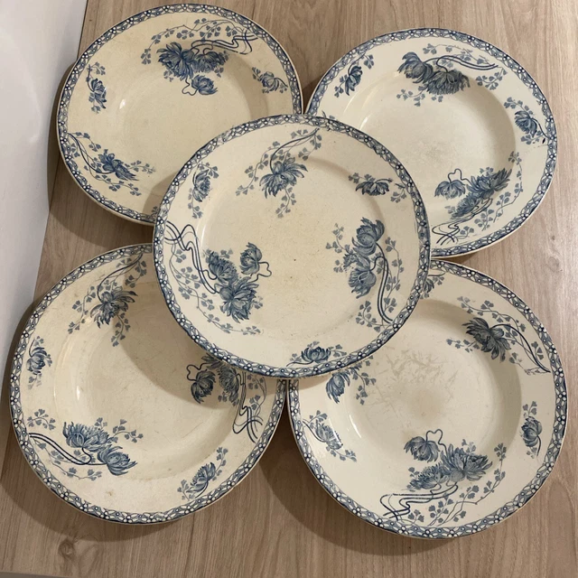 4 Assiettes à Soupe Minton Indian Tree 25,2 Cm, Porcelaine Anglaise