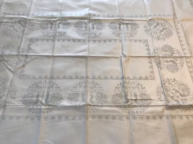 Peacocks Linen Tablecloth Stamped for Cross Stitch Bucilla Vintage