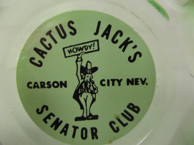 1960s Carson City Nevada Cactus Jack's Casino Senator Club Green Glass Ashtrays