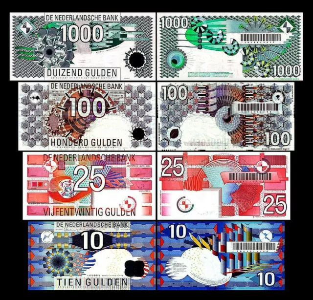 2x 10, 25, 100, 1000 Gulden - Edition 1989 - 1997 - Reproduction - NL 01 2x 10, 25, 100, 1000 Gulden - Edition 1989 - 1997 - Reproduction - NL 01