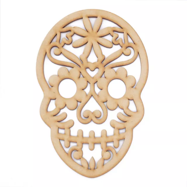 Sugar Skull D12 Laser Cut from MDF 3mm Scrapbook Card Topper Day of the Dead