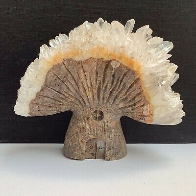 577g Natural quartz crystal cluster mineral specimen hand-carved Tree house gift