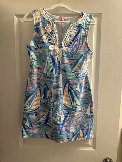 Lilly Pulitzer Shift Dress Size M - Blue Sailboat Print