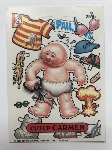 Garbage Pail Kids Topps Sticker 1987 Original 7th Series Cut Up Carmen 257a