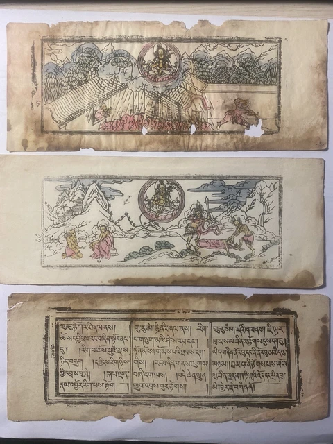 Vintage Mongolian Tibetan Buddhist Sutras Manuscript Leave Mongolia A12-1