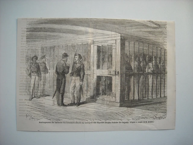 Gravure 1864. Batiments Affectes Transport  Des Deportes, Forcats Evacues Bagnes