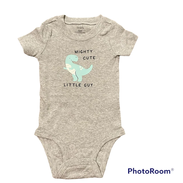 Carter's Gray Bodysuit Baby Boys Dinosaur Short Sleeve Summer Size 12 Months