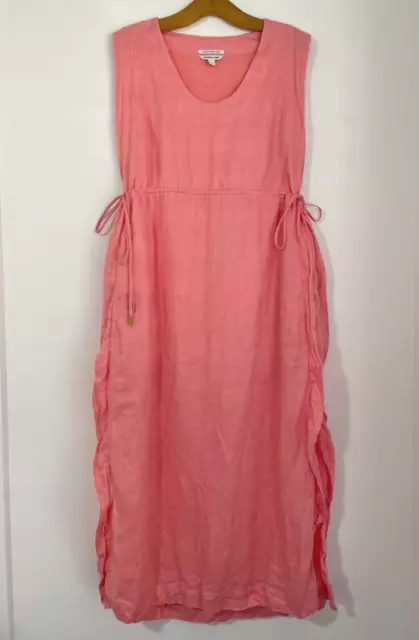 Country Road dress womens Organic French Linen pink sleeveless maxi long size 10