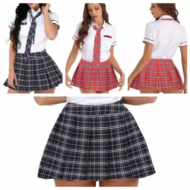 Women School Girl Outfit Fancy Dress Costume Cosplay Uniform Skirt Sexy Lingerie 3