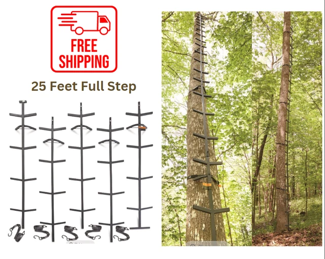 TREE STAND 25FEET Full Step Climbing Sticks Hunting Game Ladder Deer