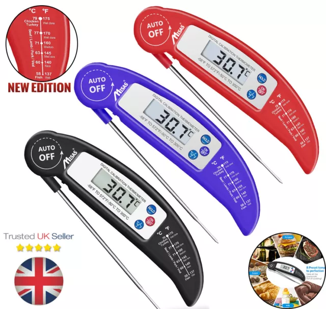 DIGITAL FOOD THERMOMETER Probe Cooking Meat Temperature BBQ Kitchen