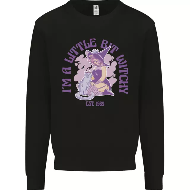 A Bit Witchy Funny Halloween Cat Witch Mens Sweatshirt Jumper