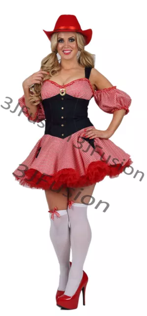 Cowgirl Country Girl Fancy Dress Costume Womens Ladies Oufit Free Postage (N)