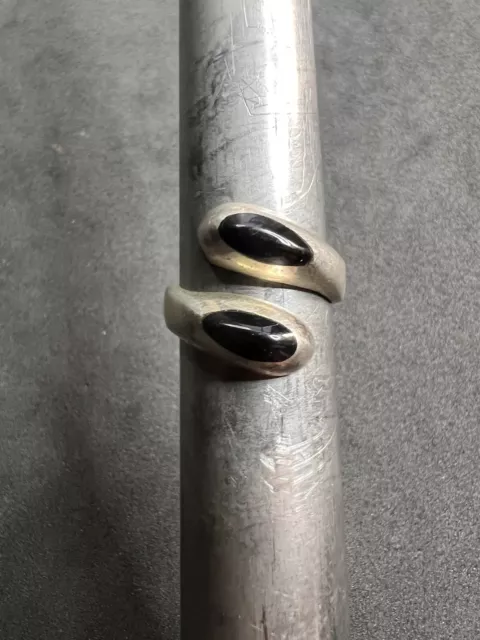 9.2g Vintage Sterling Silver 925 Taxco Black Stone Ring Size 8 Jewelry lot K