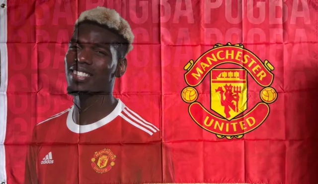 50x Manchester United Paul Pogba Official 5ft x 3ft Flags - Job Lot Wholesale