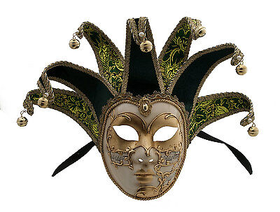 Mask from Venice Volto Jolly Green And Golden 7 Spikes Symphony 128 VG4