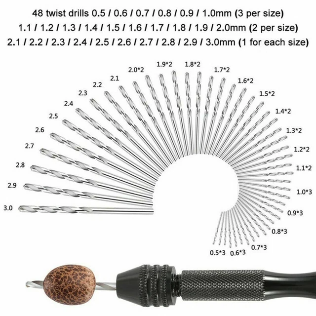 49x Précision Broche Étau Mini Micro Main Spiral Drill Pointes Kit Rotatif Outil