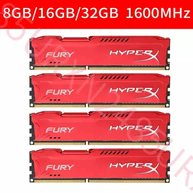 32GB 16GB 8GB HX316C10FR/8 DDR3 1600MHz Desktop Memory For HyperX FURY Red LOT