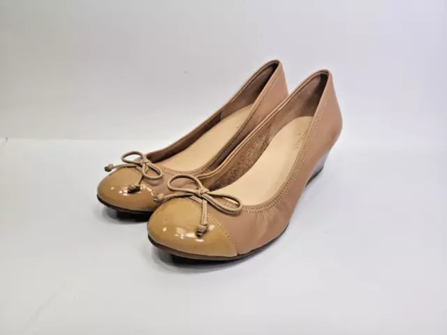 Cole Haan Air Tali Wooden Wedge Pump Shoes Beige Womens Size 5.5B 2