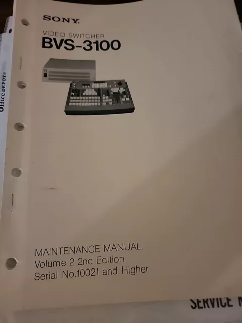 Sony BVS-3100 Video Switcher Maintenance manual volume to second edition