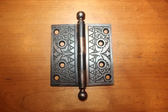 4" X 4" Antique Brass/Copper Plated Ornate Victorian Hinge Cannonball Tip D-17