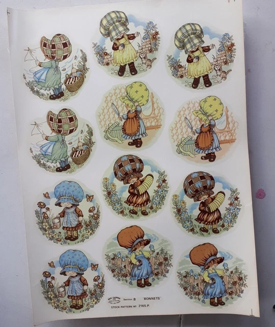 10 Blatt Keramik Wasser Schiebe Aufkleber Blatt Mädchen In Mützen 90 Mm X 12